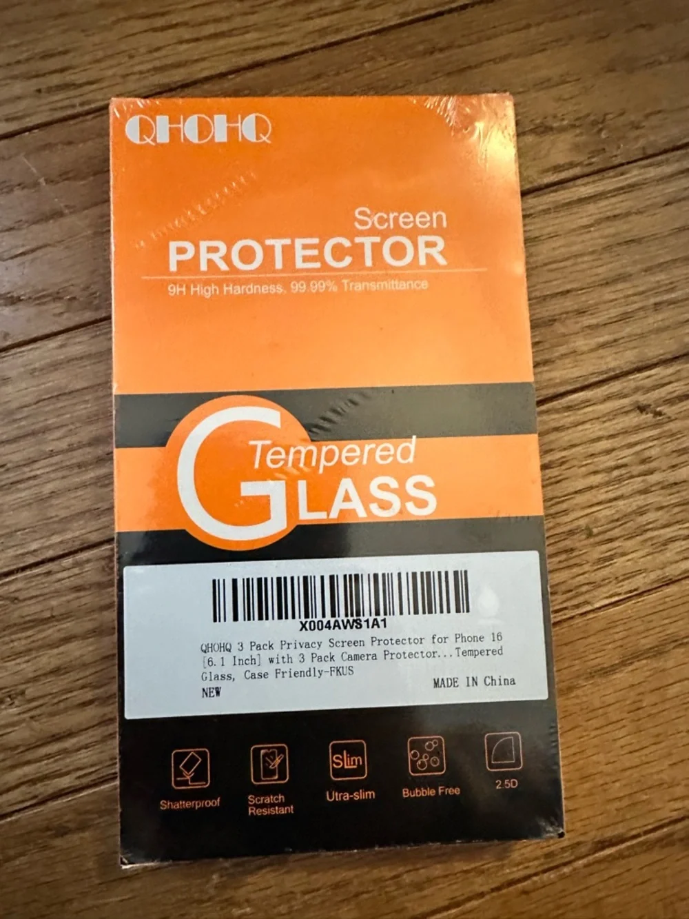 Privacy Tempered Glass Screen For iPhone 16 - 3 Pack with Camera Protectors